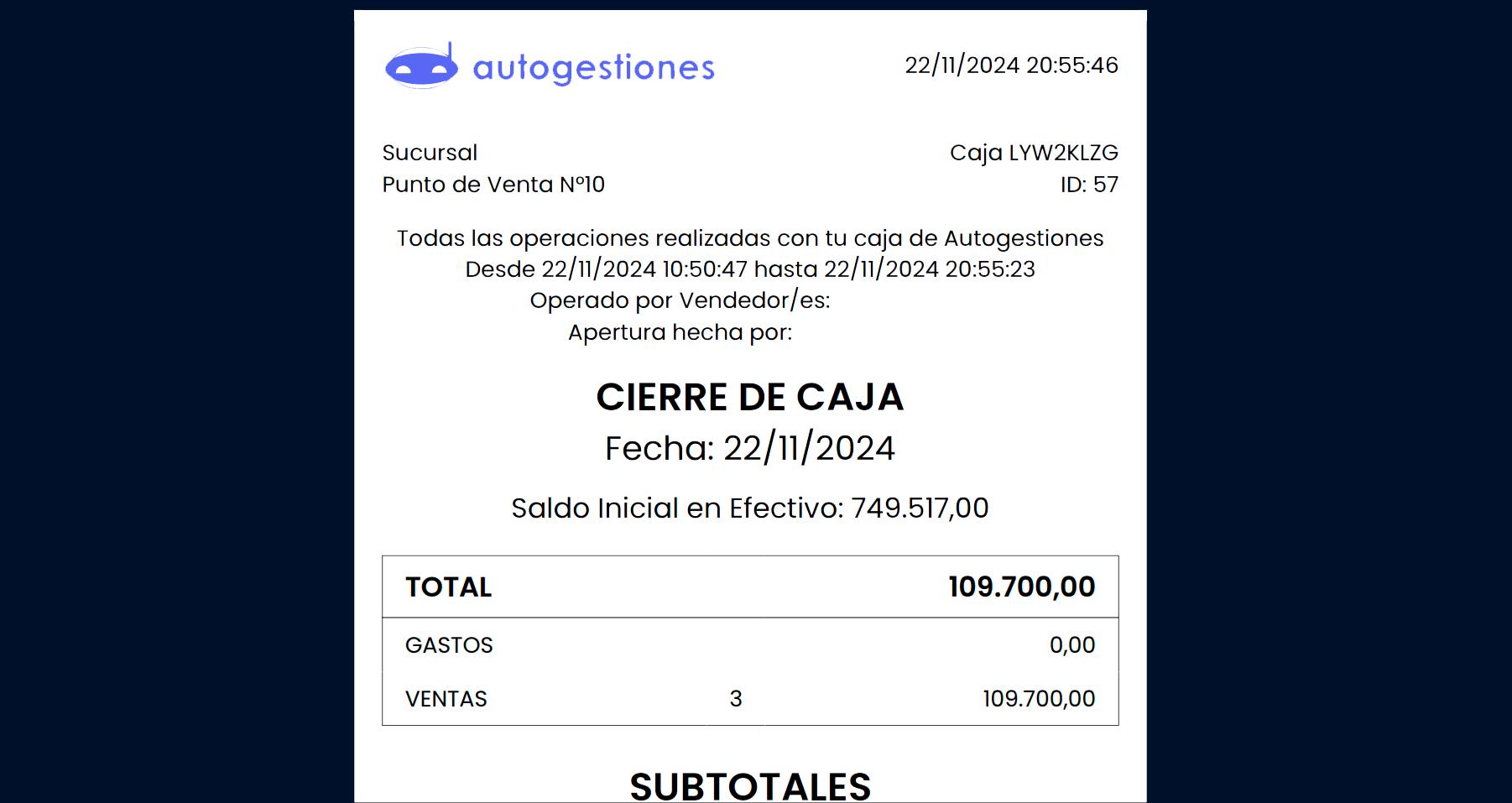 apertura de caja